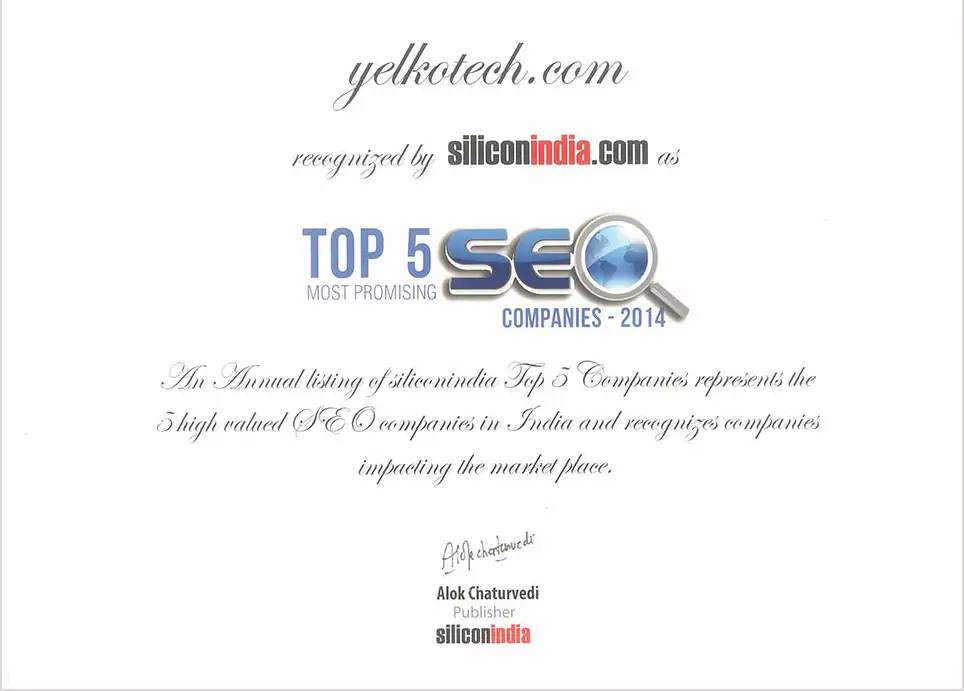 Yelkotech Award Certification
